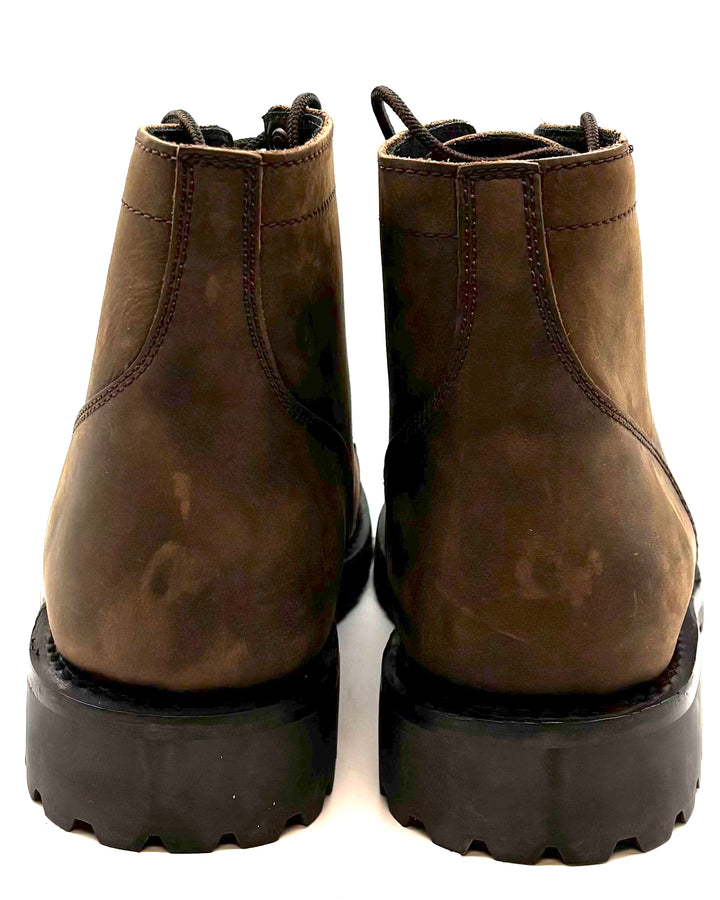 MENS Distressed Mushroom Brown Leather Boots - Size 10