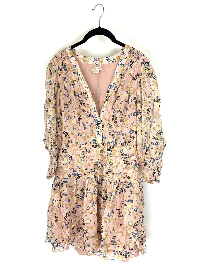 Pink Leopard Print 3/4 Sleeve Dress - Size 4