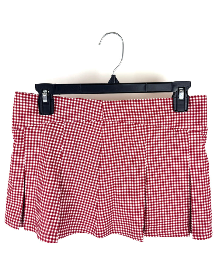 Red Ultra Mini Gingham Skirt - Size Small - Large