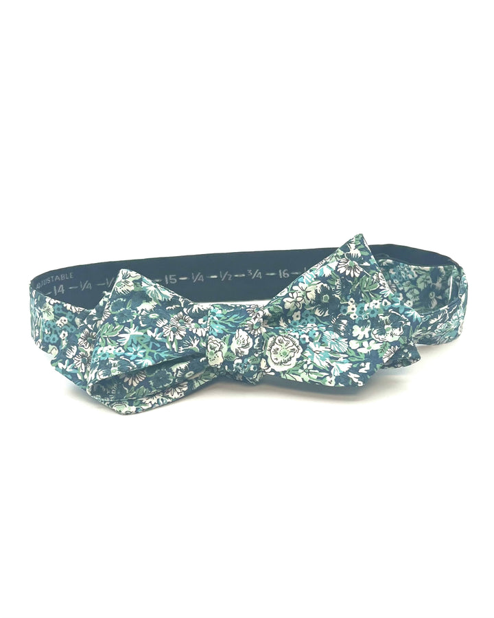 MENS Blue and Green Floral Bow Tie
