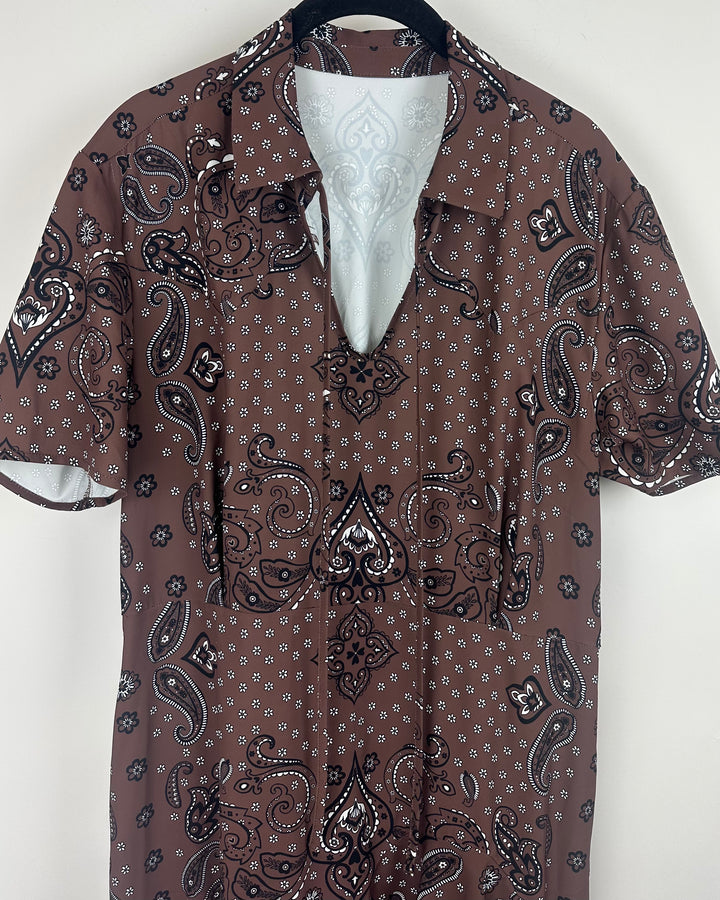 Brown Paisley Print Smock Dress - Size 4/6