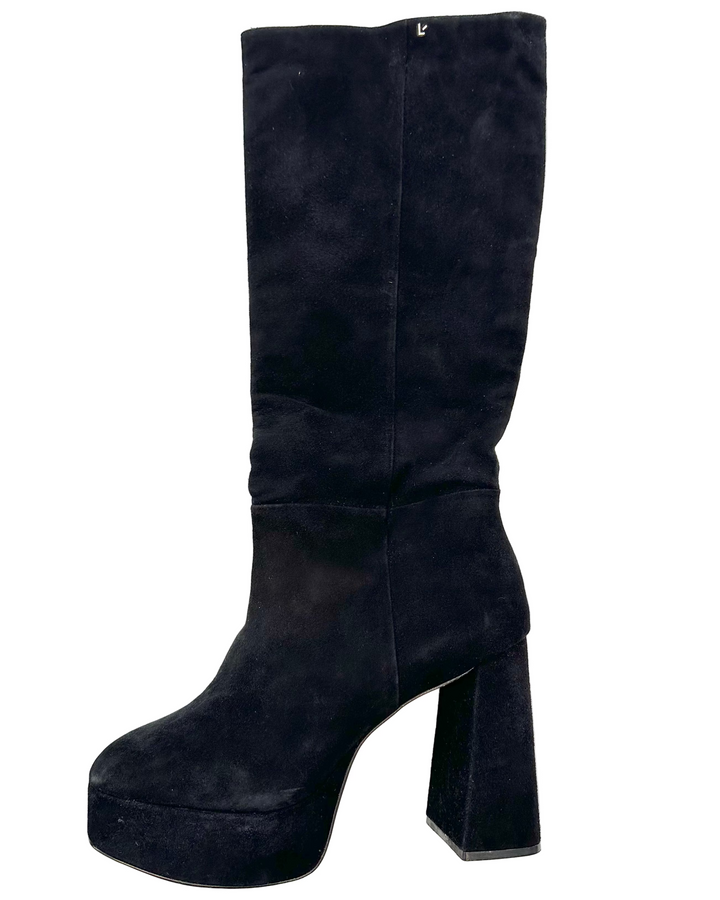 Black Suede Platform Boots - Size 11