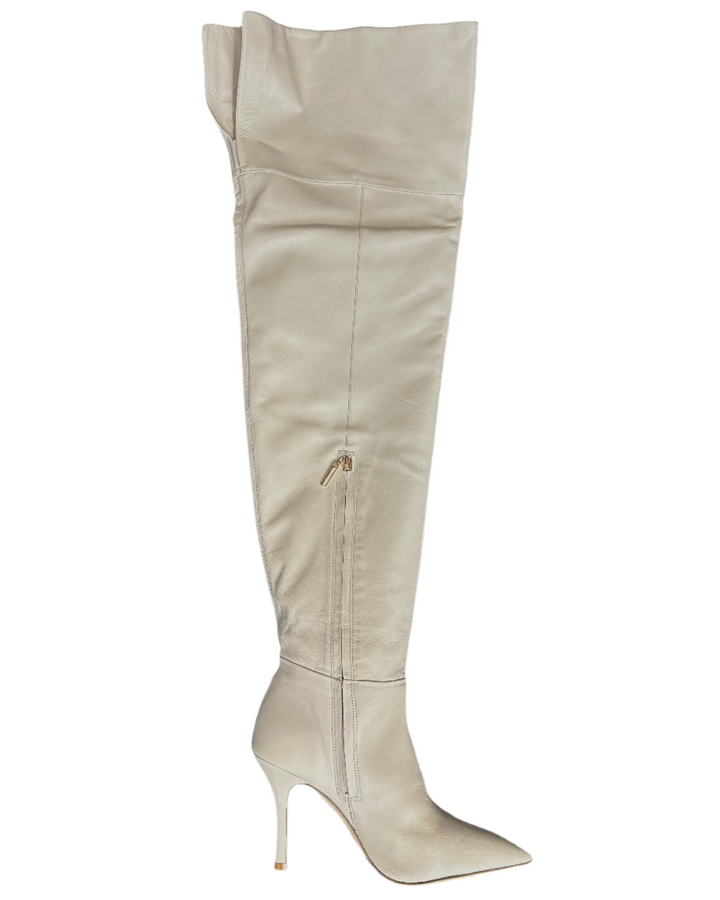 Cream Ultra Tall Pointed Toe Boots - Size 10 and 11