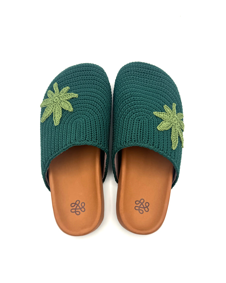 Dark Green Crochet Clogs - Size 6