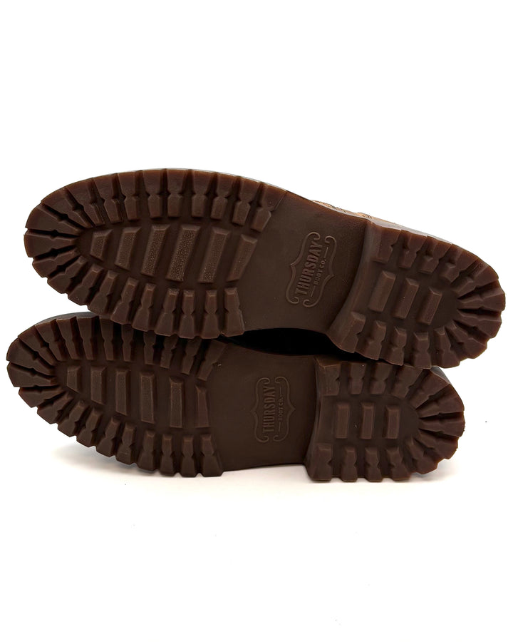 MENS Distressed Walnut Brown Leather Combat Boots - Size 8