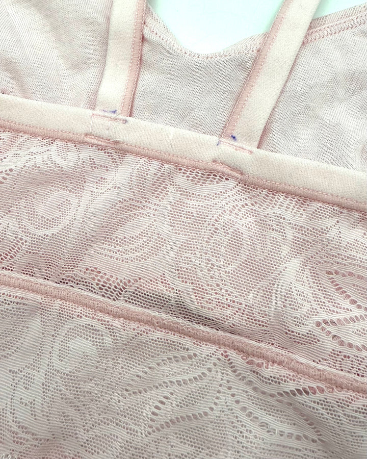 Pastel Pink Lace Unlined Bralette - Medium
