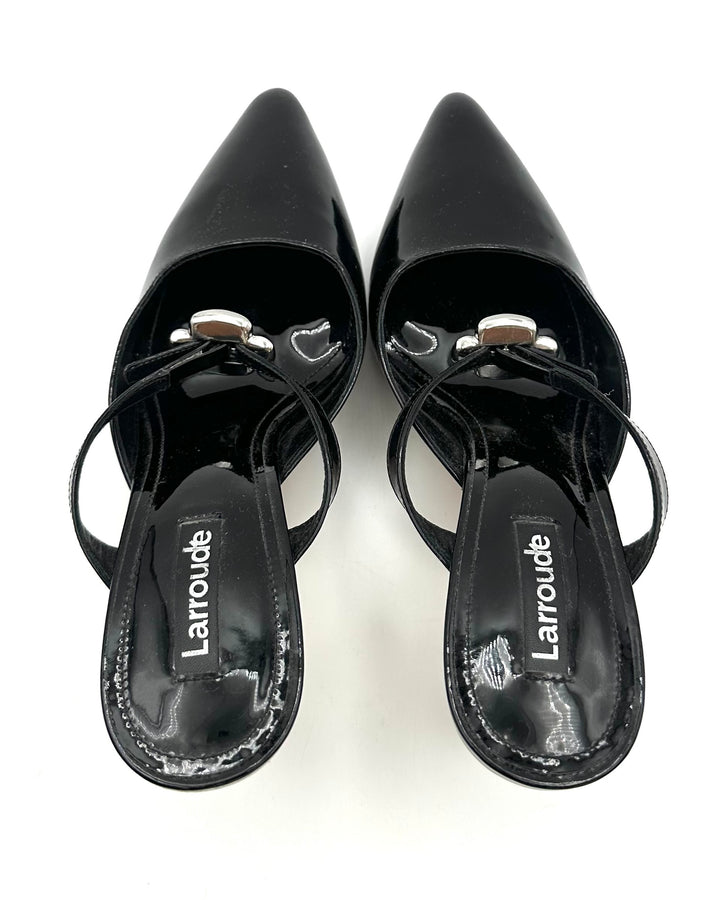 Black Patent Leather Mules - Size 7 and 8