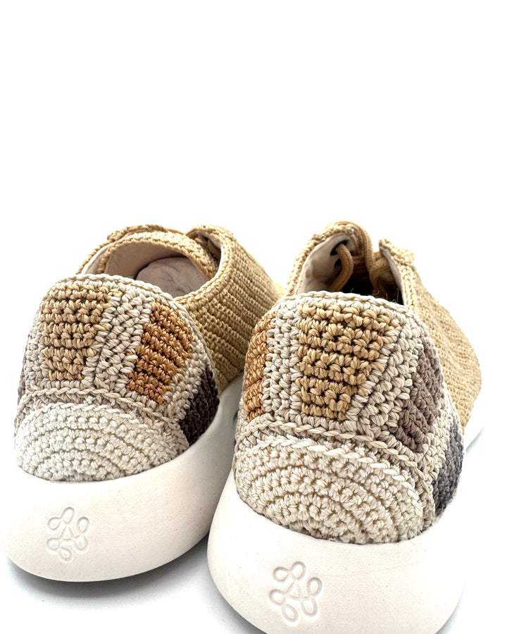Beige Crochet Sneaker With Sun Detail - Size 6