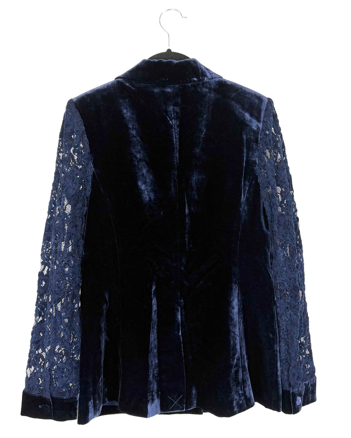 Navy Blue Velvet-Like Blazer - Small