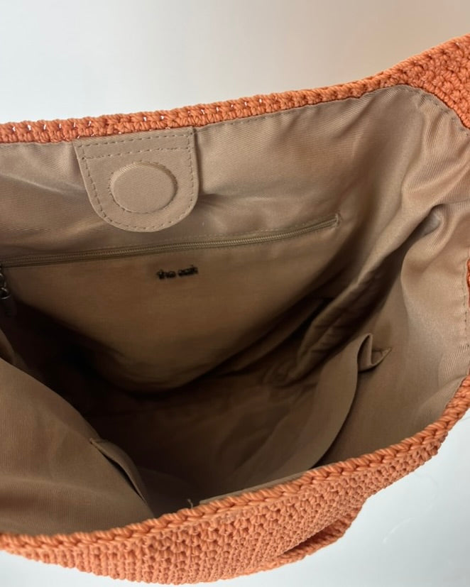 Orange Crochet Bucket Tote Bag