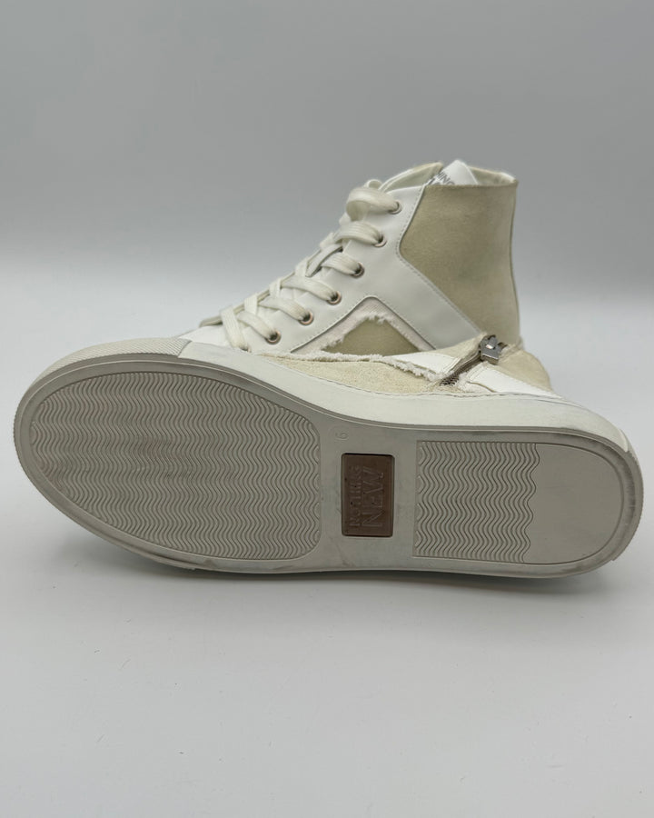 White Leather High Top Sneakers - Size 6 and 9