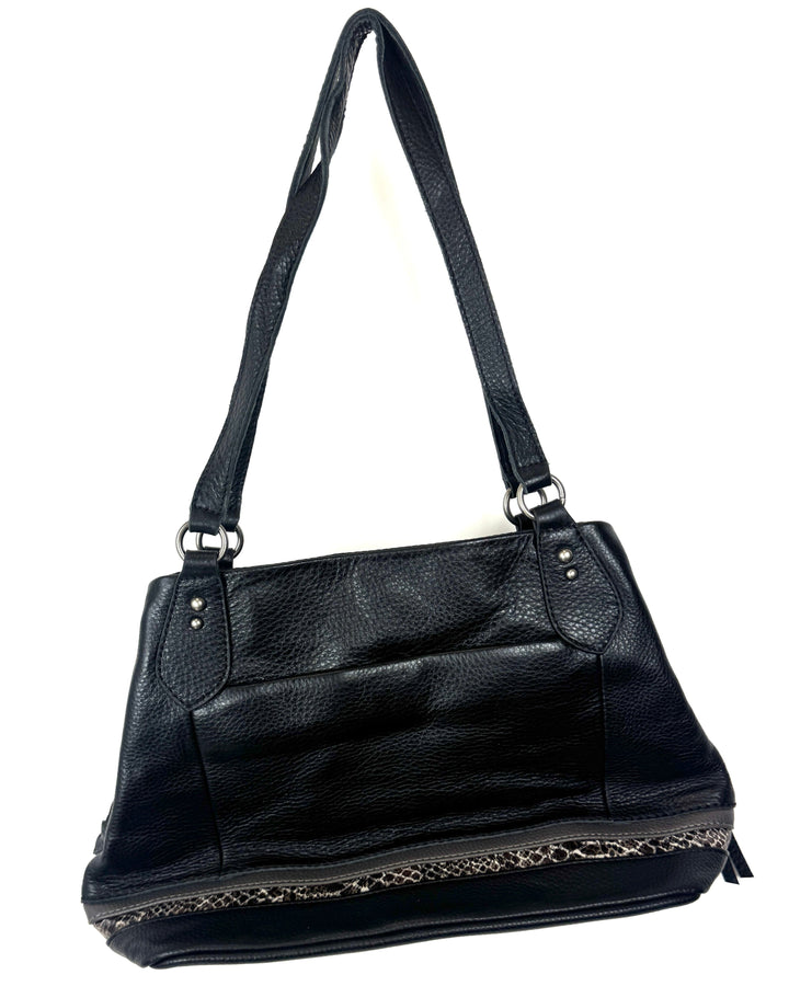 Black And Abstract Printed Satchel