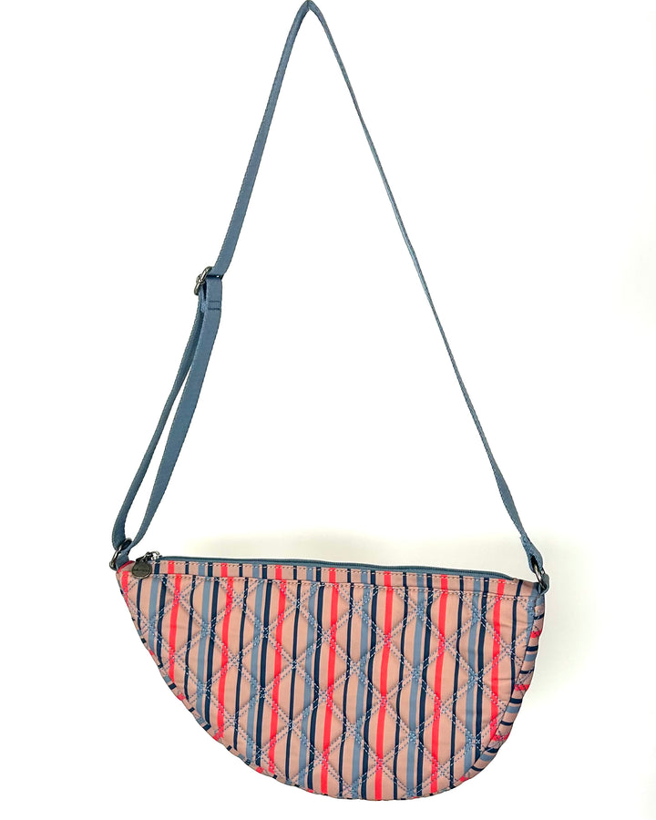 Brown Quilted Crescent Shoulder Bag