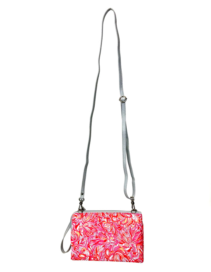 Pink Multi-Pattern Crossbody Bag/ Wristlet