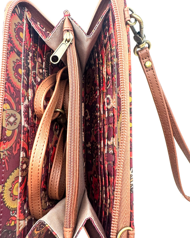 Purple Abstract Pattern Convertible Wristlet/Crossbody Bag