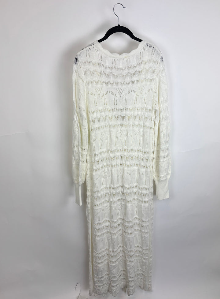 White Knit Long Cardigan - Size 4/6