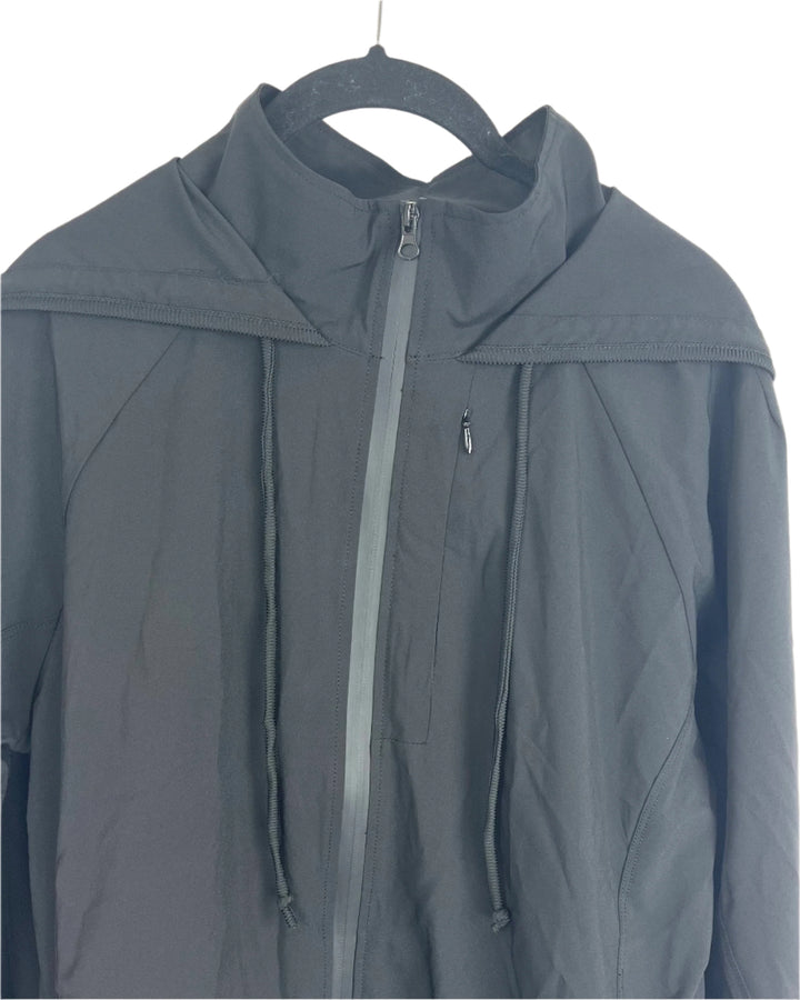Black Drawstring Hooded Windbreaker - Size 2/4