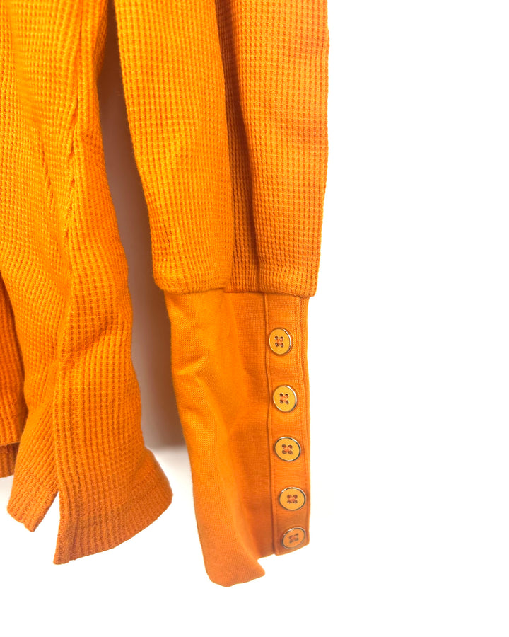 Orange Waffle Knit Long Sleeve Top- Size 6/8