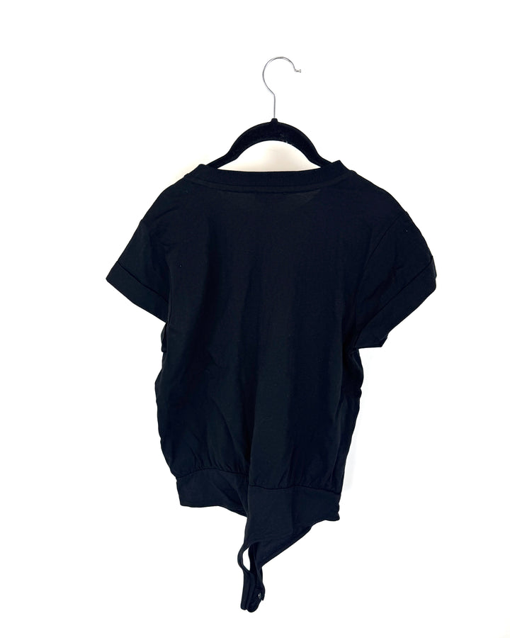 Black Short Sleeved Bodysuit - Size Small Petite
