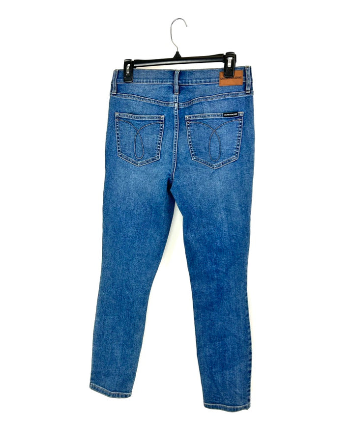 Dark Wash Mid Rise Skinny Jeans - Size 28