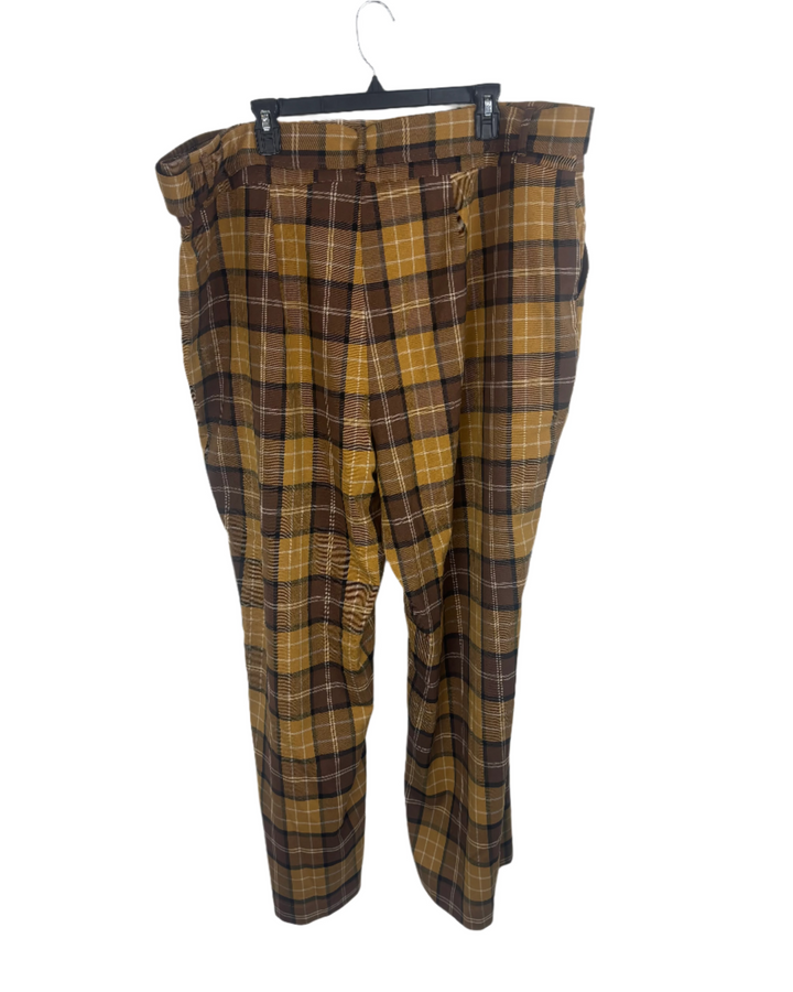 Brown Plaid Trousers - Size 18w