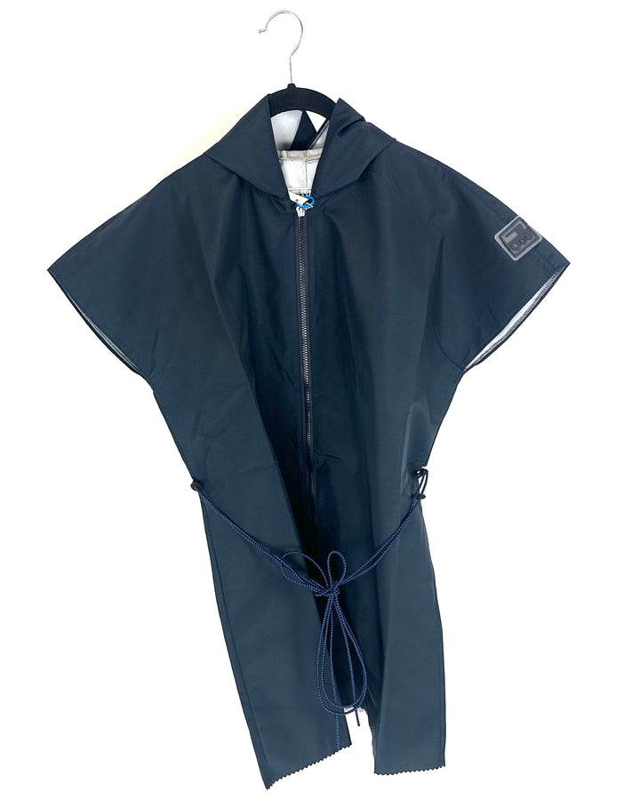 Dark Navy Short Sleeve Raincoat With Bungee Belt - Size 2/4,  4/6, 6/8, and 8/10
