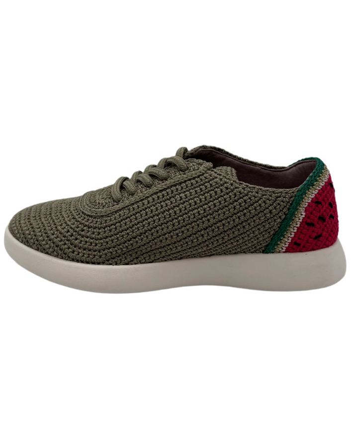 Green Crochet Watermelon Sneakers - Size 6