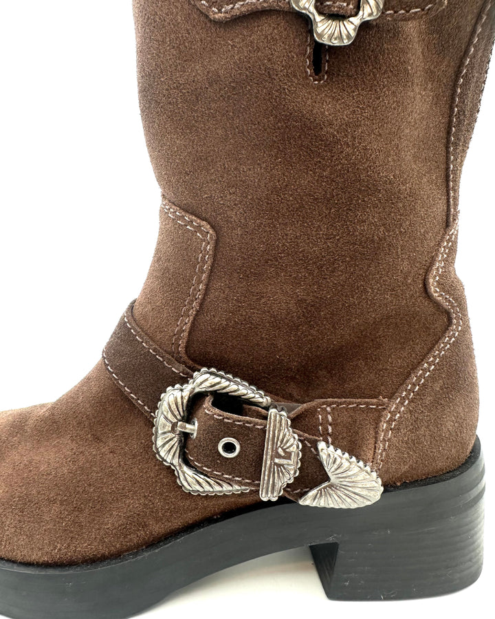Brown Suede Buckle Boots -  Size 8, 9 and 11