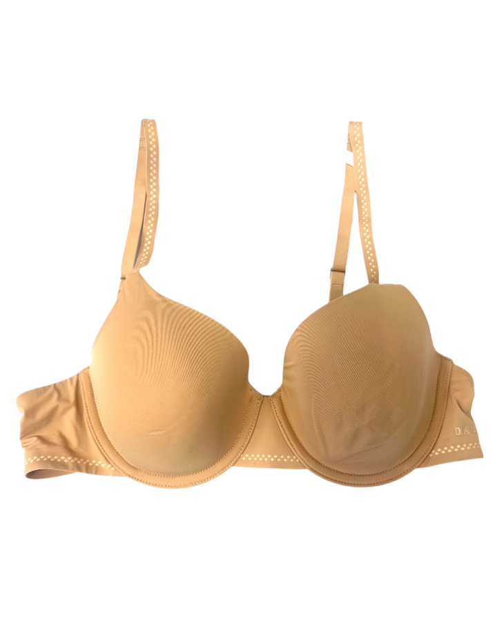 Dark Tan Polka Dot Stripe Underwire T-Shirt Bra - 34B