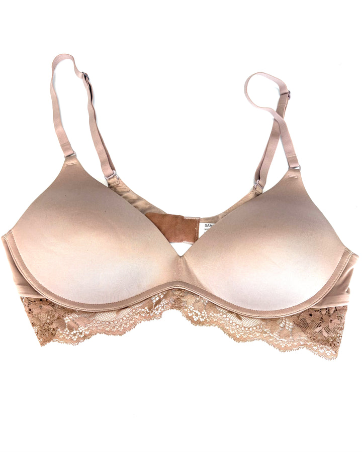 Pale Pink Standard Push Up Lace Band Bra - 34 B