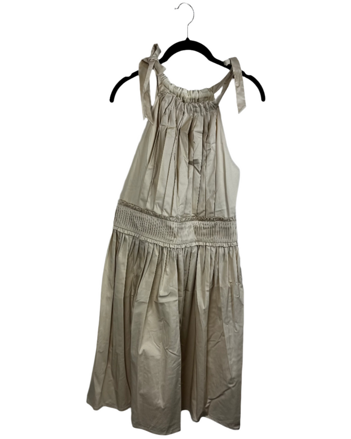 Cream Pleated Dress- Small