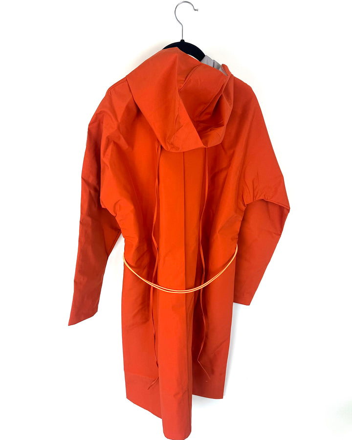 Orange Long Raincoat With Bungee Belt - Size 8/10 and 10/12