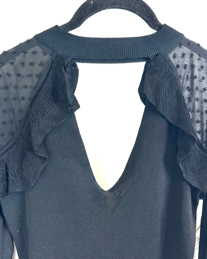 Black Ruffle Long Sleeve Top - Size 2/4