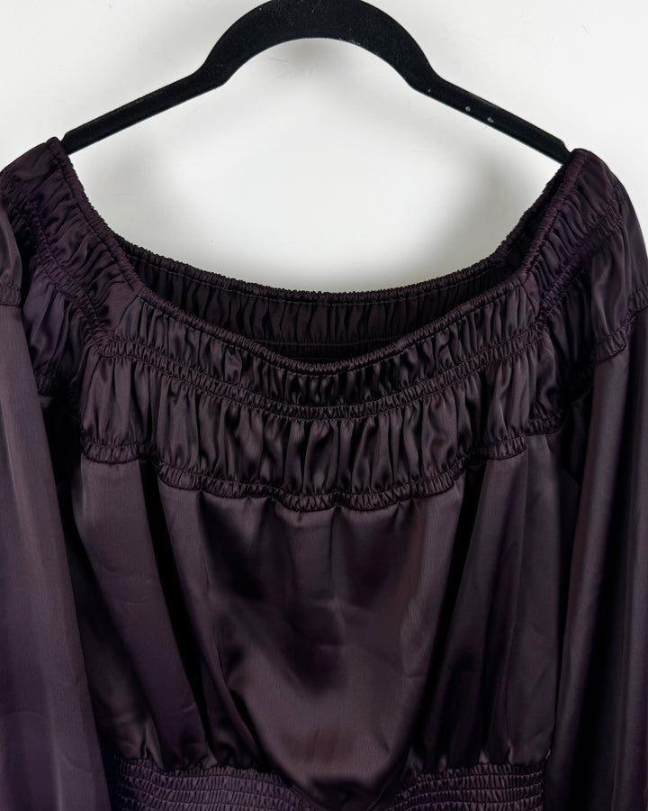 Deep Purple Ruched Crop Blouse - Size 2/4