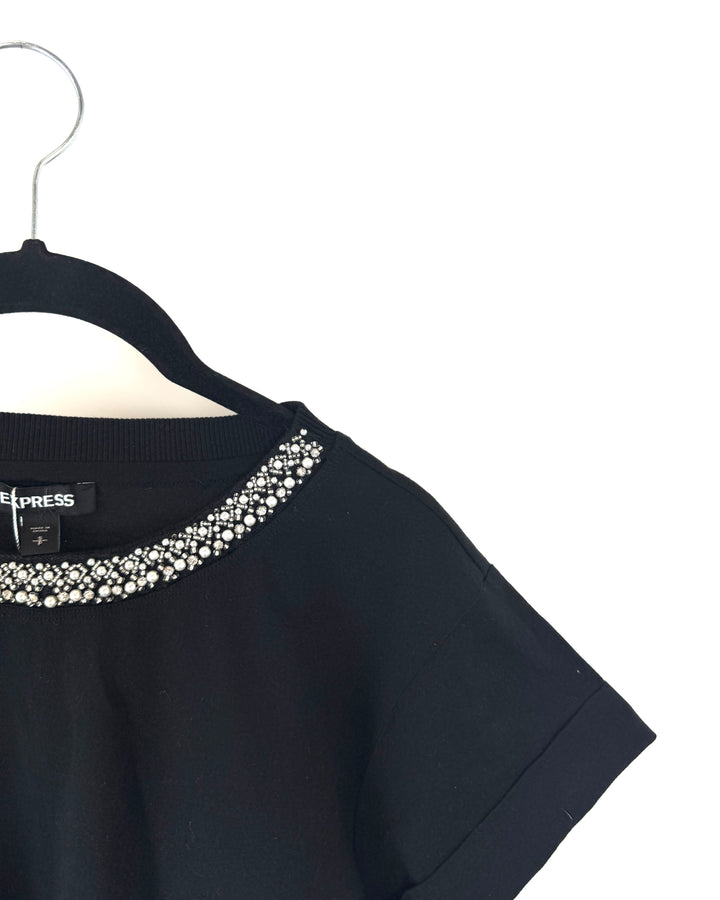 Black Short Sleeved Bodysuit - Size Small Petite