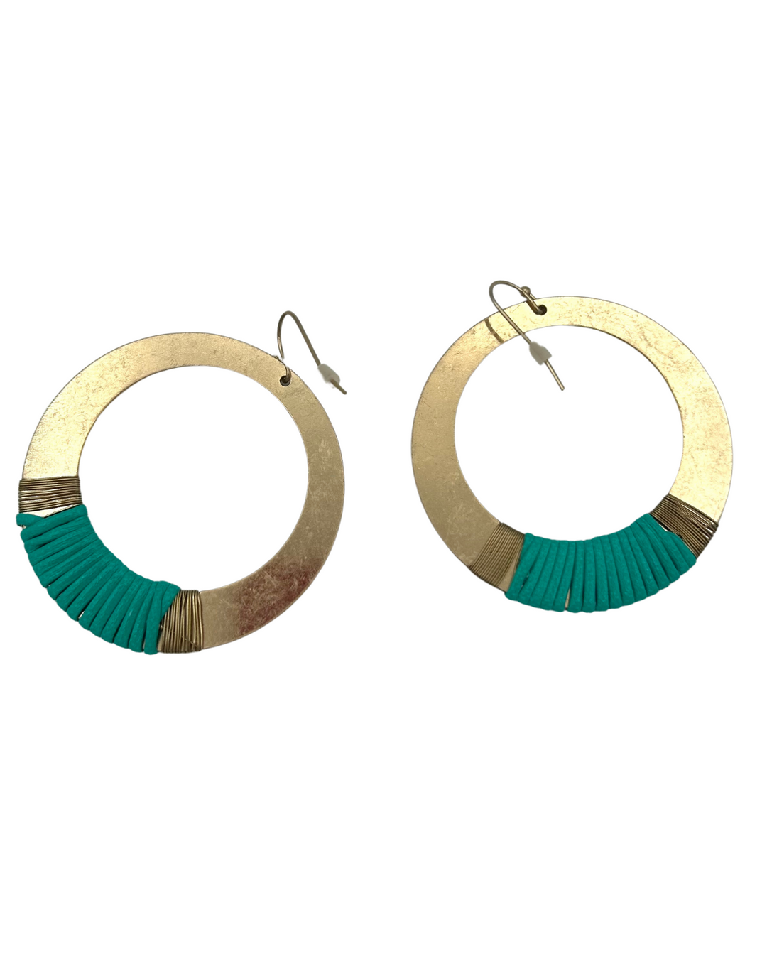 Teal Detail Gold Earrings