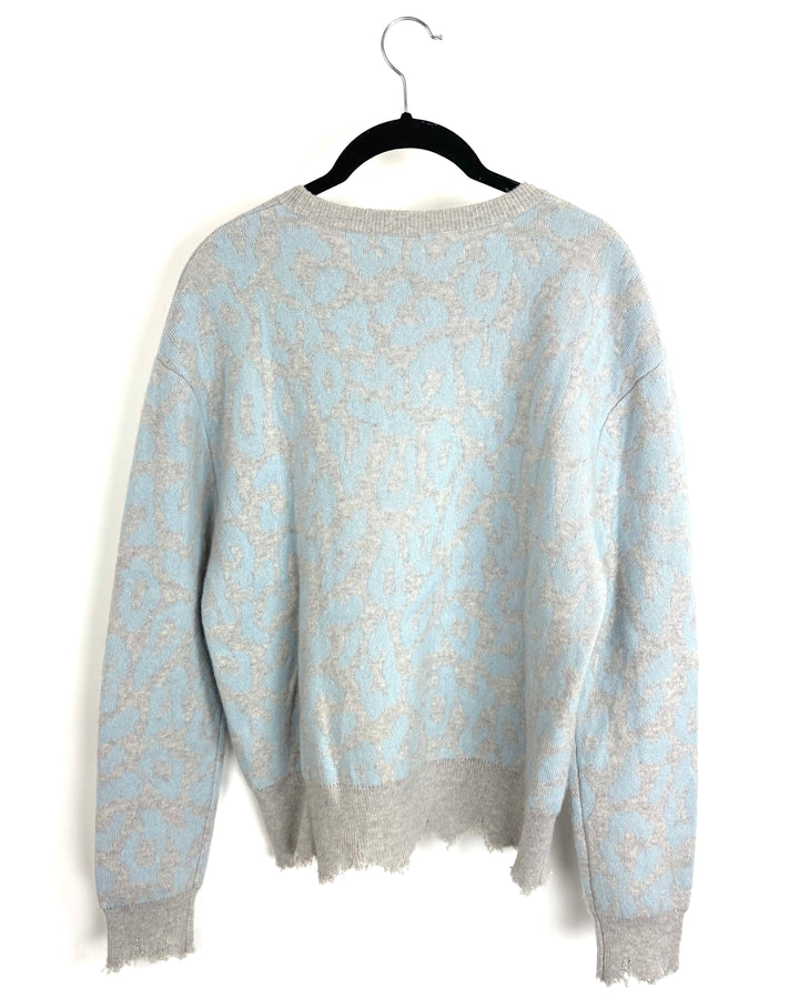 Light Blue Leopard Print Sweater- 4/6