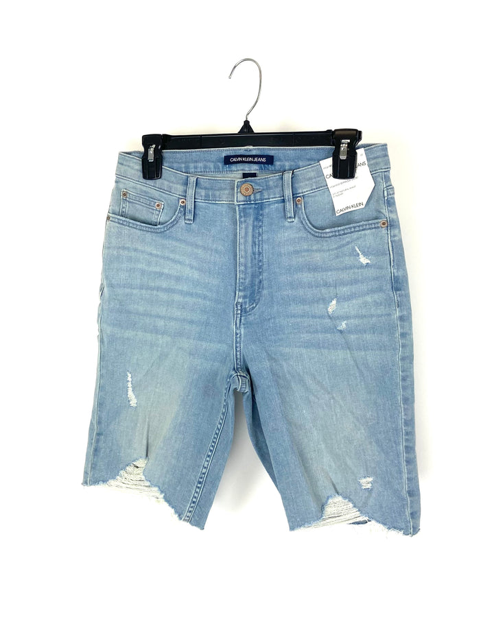 High Rise Light Wash Bermuda Shorts - Size 28
