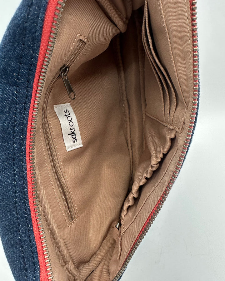 Denim And Orange Belt Bag