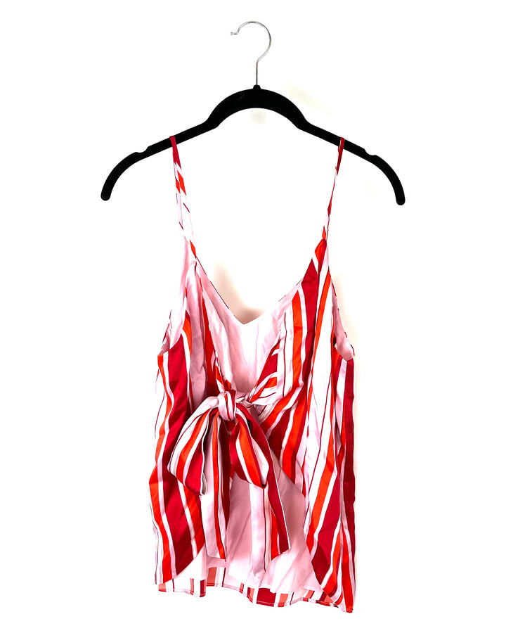 Red and Pink Striped Tank - Size 2-4