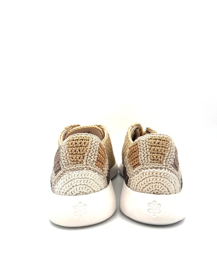 Beige Crochet Sneaker With Sun Detail - Size 6