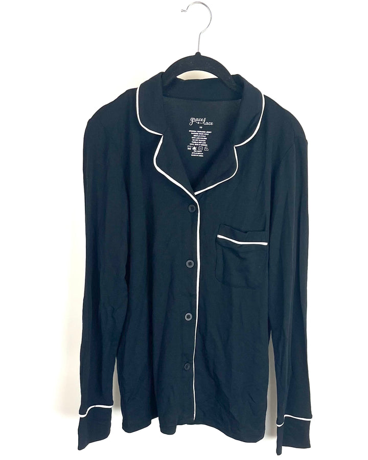 Black & White Button Up Pajama Top - Extra Small