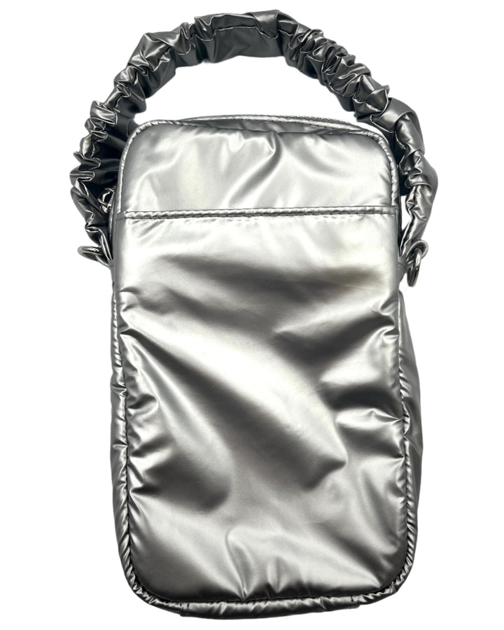 Silver Ruched Handle Crossbody Bag
