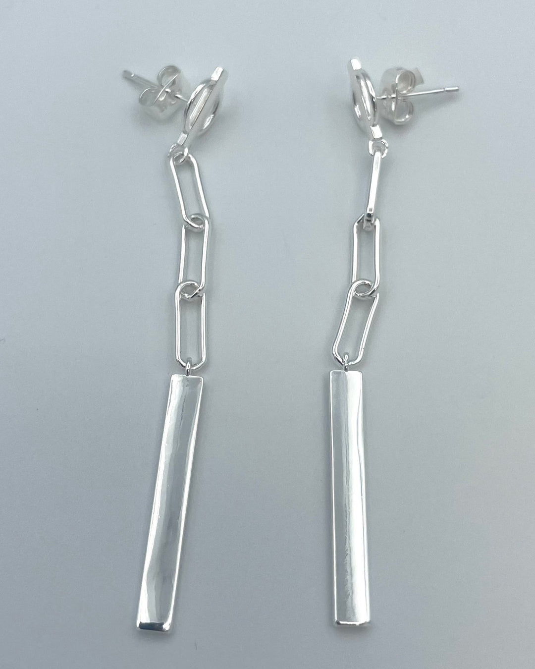 Silver Paper Clip Dangle Studs