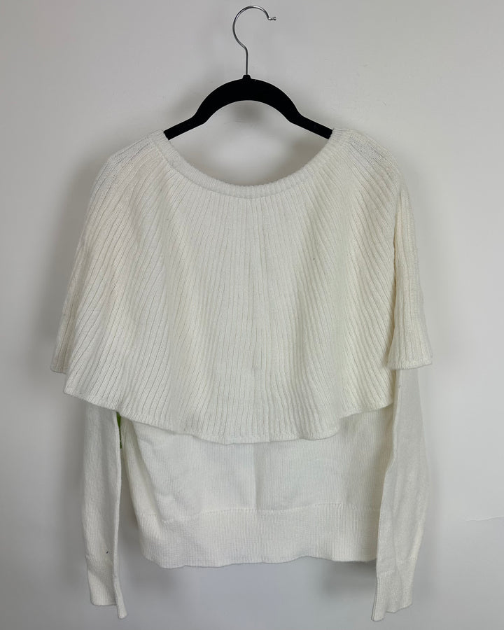 White Statement Neckline Sweater - Size 4/6