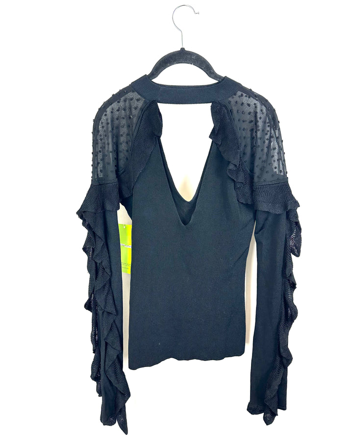 Black Ruffle Long Sleeve Top - Size 2/4