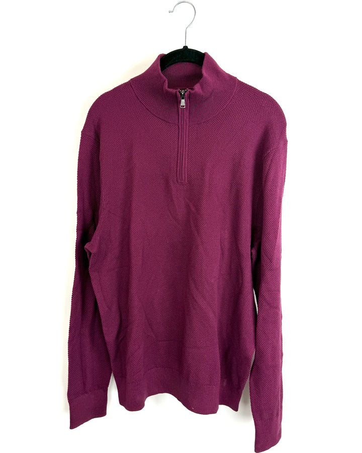 Burgundy Zip Sweater - Mens Medium / Womens Large