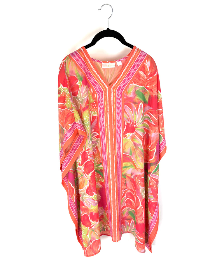 Coral Floral Beach Cover Up - Size 6/8