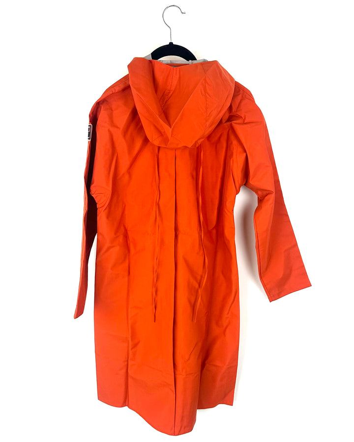 Orange Long Raincoat With Hood - Size 2/4, 6/8,  8/10, and 10/12