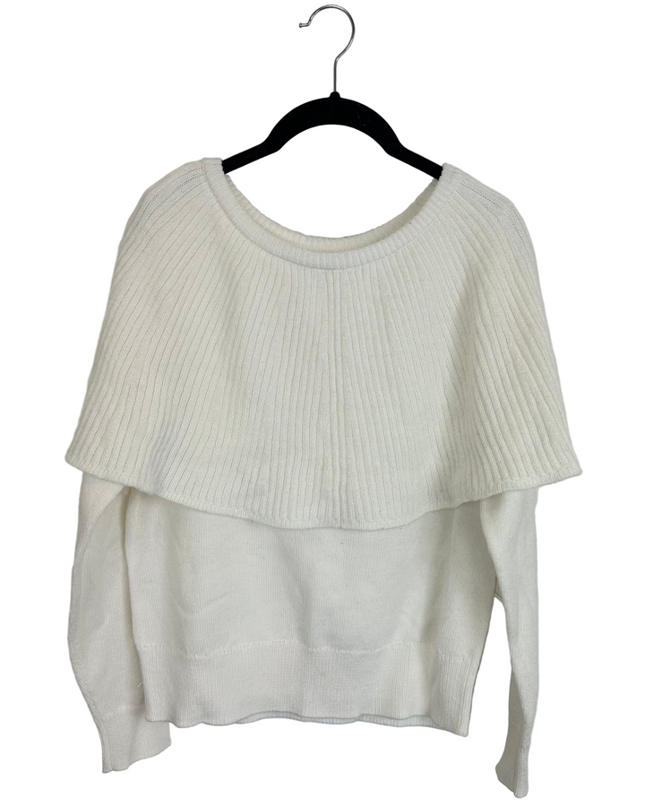 White Statement Neckline Sweater - Size 4/6